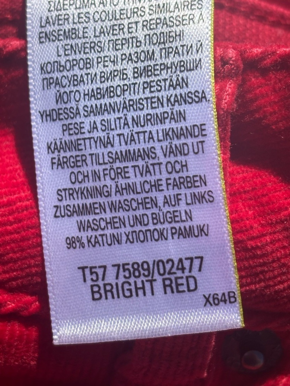 ❤️ M&S Collection Bright Red Corduroy Pants Size 8 • High Rise Straight Leg - Picture 11 of 16